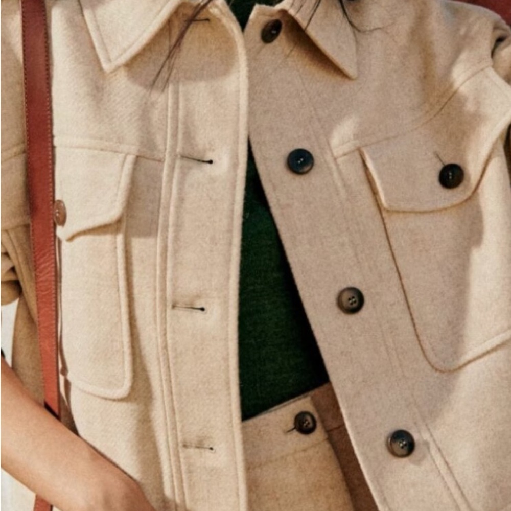 Sezane Erwann Wool jacket in mottled Ecru size 36 (US 4)